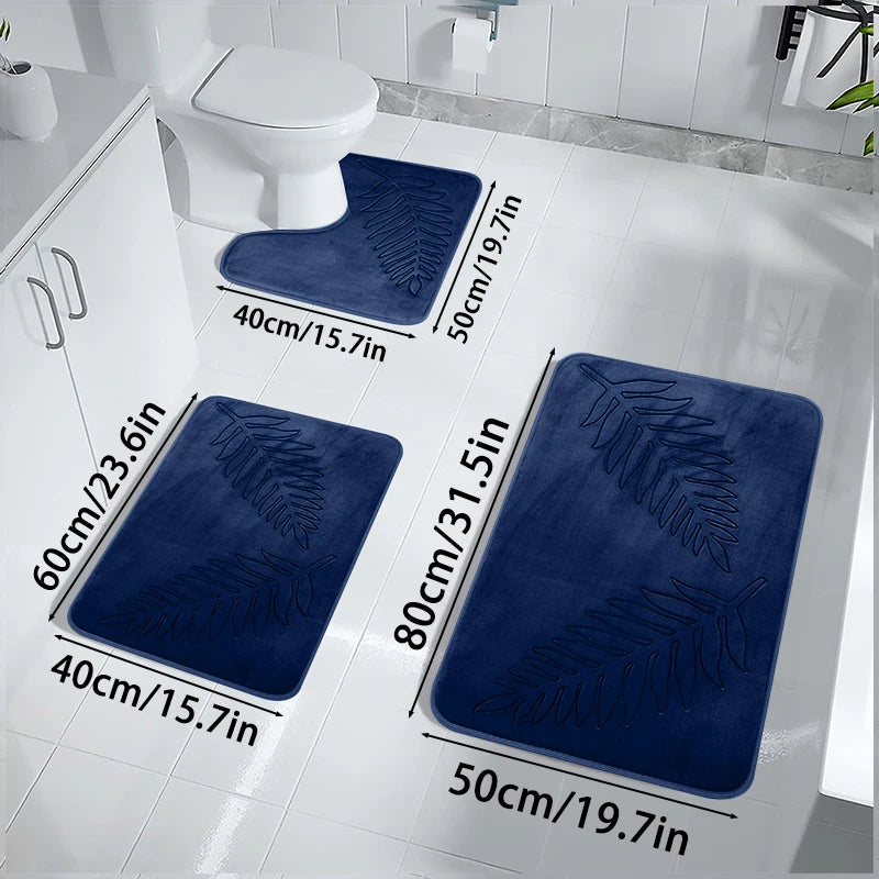 3pcs/set Bathroom Floor Mat Bedroom Living Room Memory cotton Rug Soft Washable Carpet Anti Slip Entrance Doormat