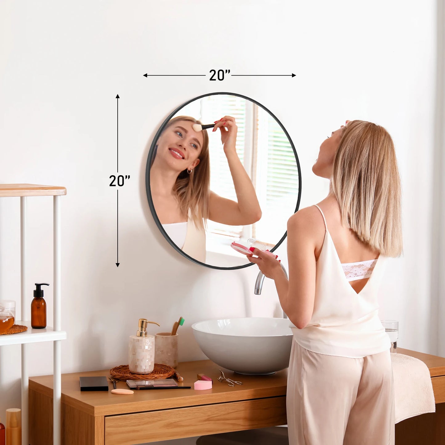 Gold Round Vanity Framed Mirror for Matte Metal Framed Modern Mirror Tempered Glass Bedroom Living Room