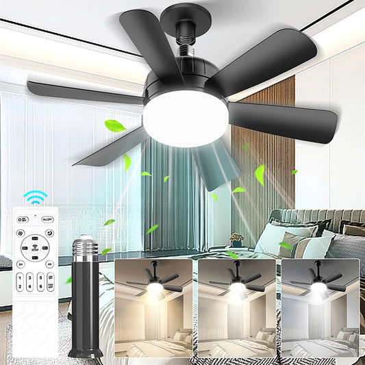 LED Ceiling Fan Light E26 with Remote, Dimmable, 3 Colors, Speed Change, Suitable for all rooms