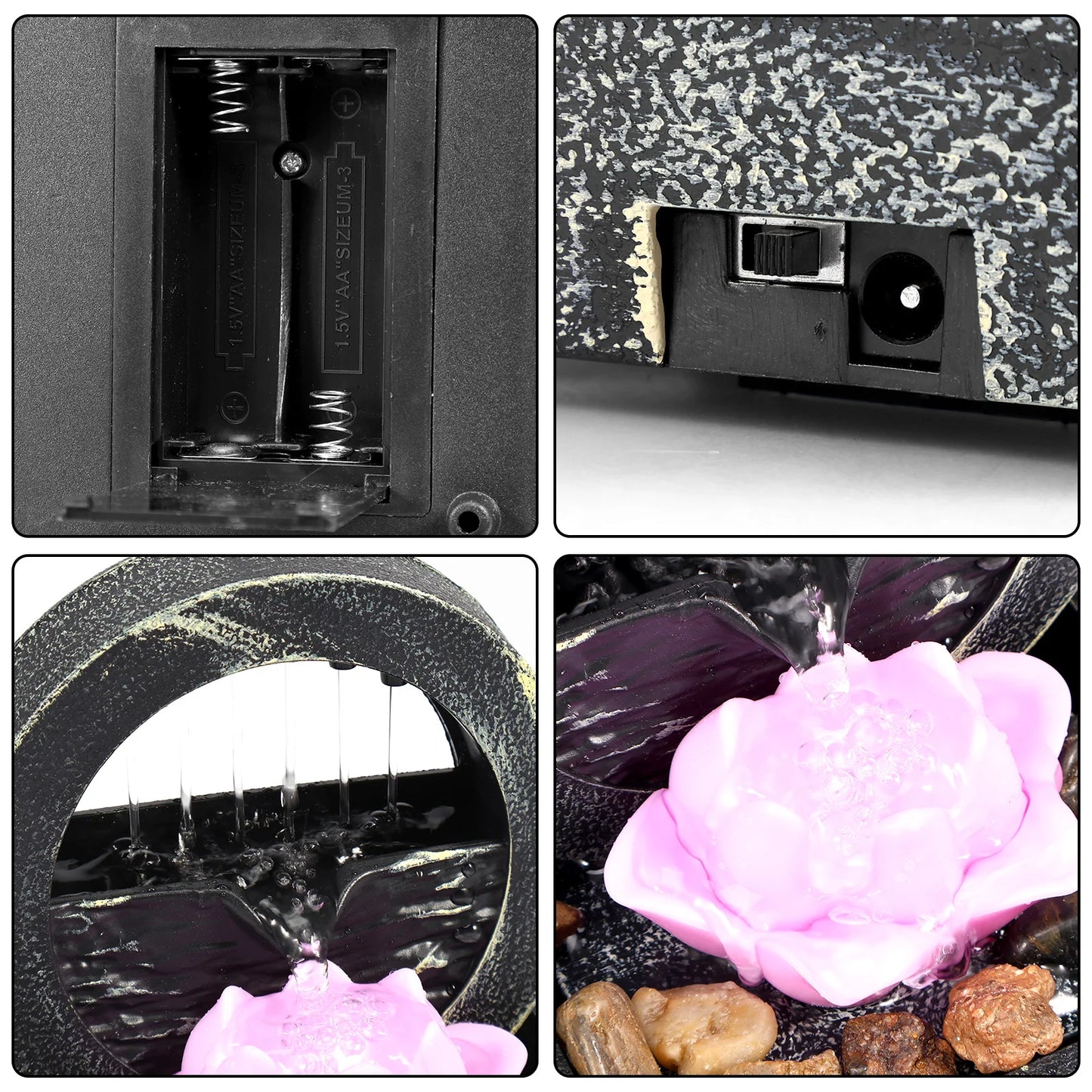 Fountain with Light Water Feature Zen Meditation Fountain Zen Meditation Fountain Fountain Ornament