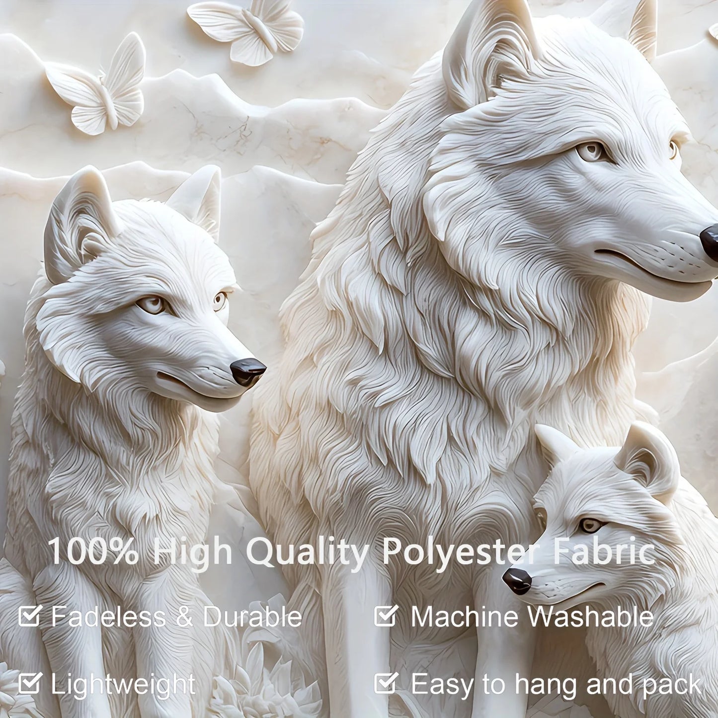 Harmonious Wolves 3D Wall Hanging Tapestry Decorative Wall Hanging for Home Decor