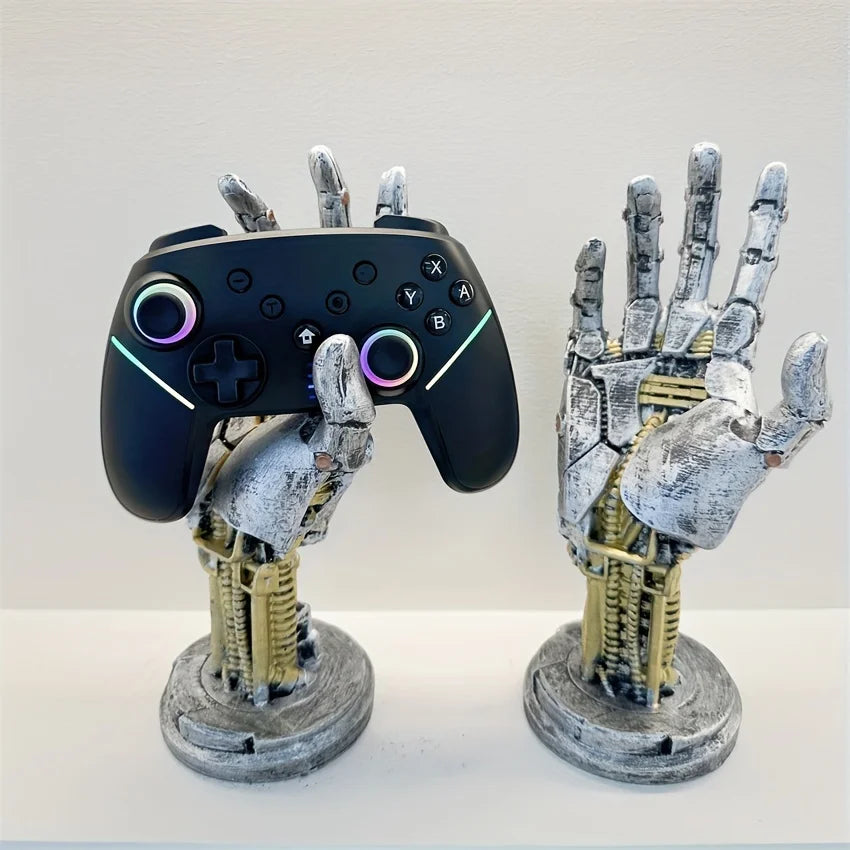 Cyberpunk Robotic Hand Ornament Gamepad Holder Ring String Desktop Holder Photo Prop Home Decoration 1pc
