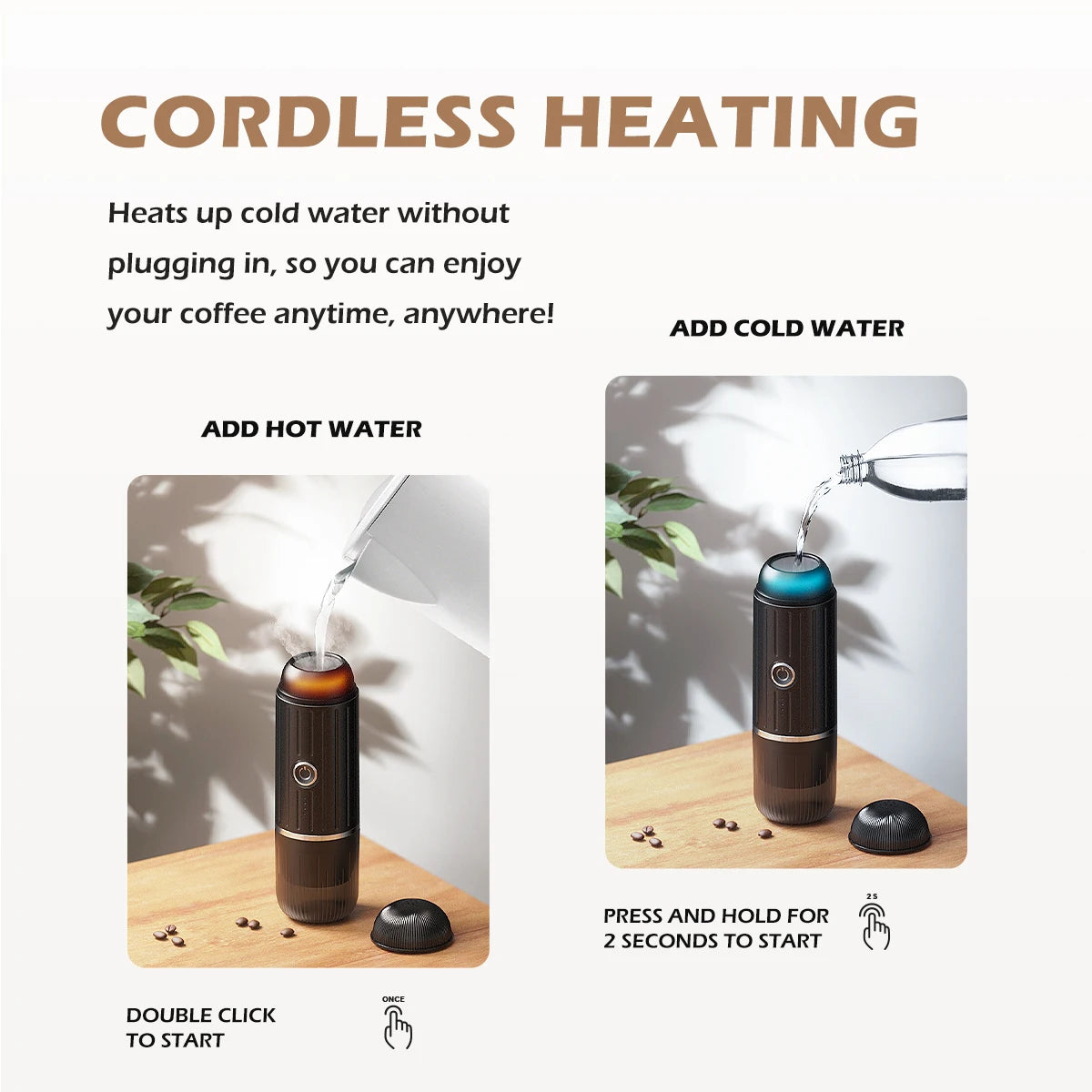 Portable 2 In1 Espresso Machine, Compatible Capsules and Ground Coffee