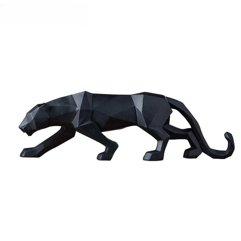 Panther Statue Figurine Abstract Geometric Style Leopard Sculpture for any room
