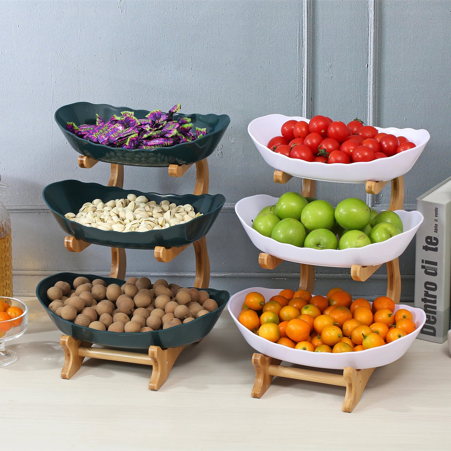 2/3 Layer Fruit Plate Plastic Snack Dish Creative Modern Dried Fruit Basket Candy Dish Cake Stand Salad Bowl