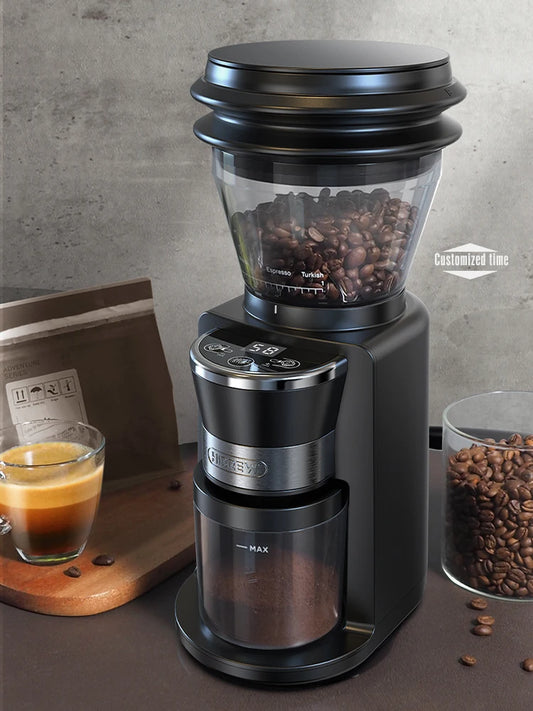 Automatic Mill Electric Coffee Grinder with 34 Gears for Espresso American Coffee Pour Over Visual Bean Storage G3