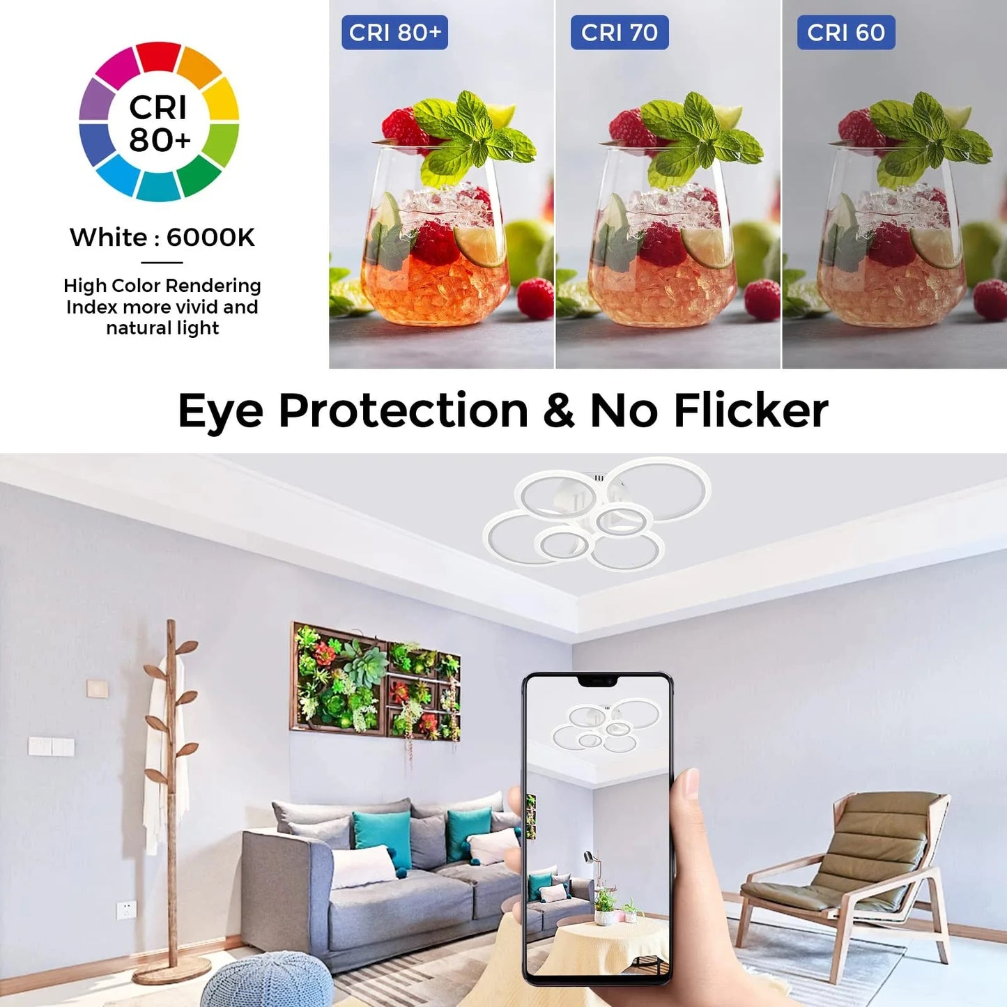LED Chandelier Lighting Ring Ceiling Mount Living Room Bedroom pendant lamp