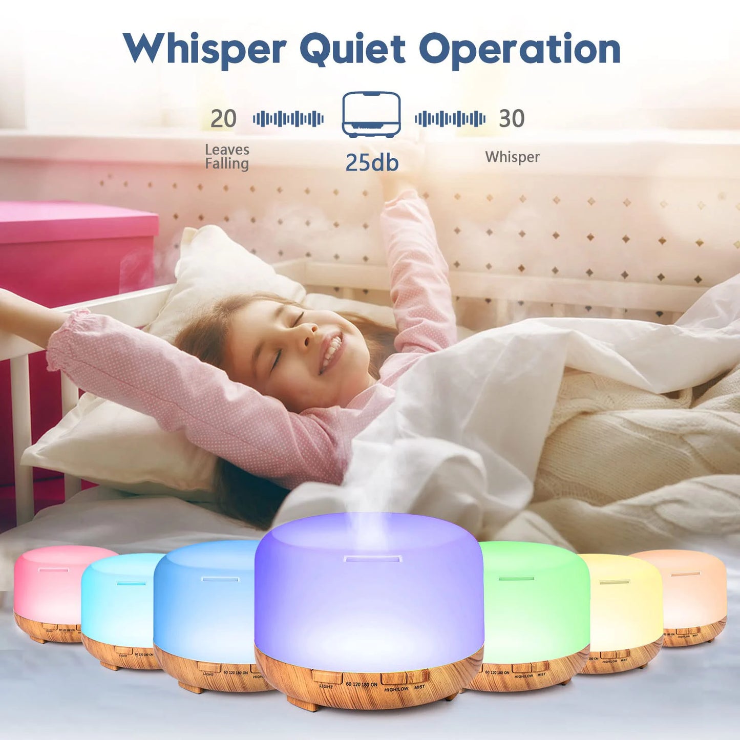 Aroma Diffuser (Oils Optional), Essential Oil Aromatherapy Diffuser Humidifier with Color Remote Control