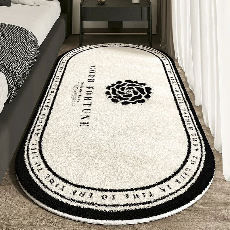 Cashmere French Bed Rug Advanced Sense Living Room Study Oval Dirt Resistant Non-Slip Carpet