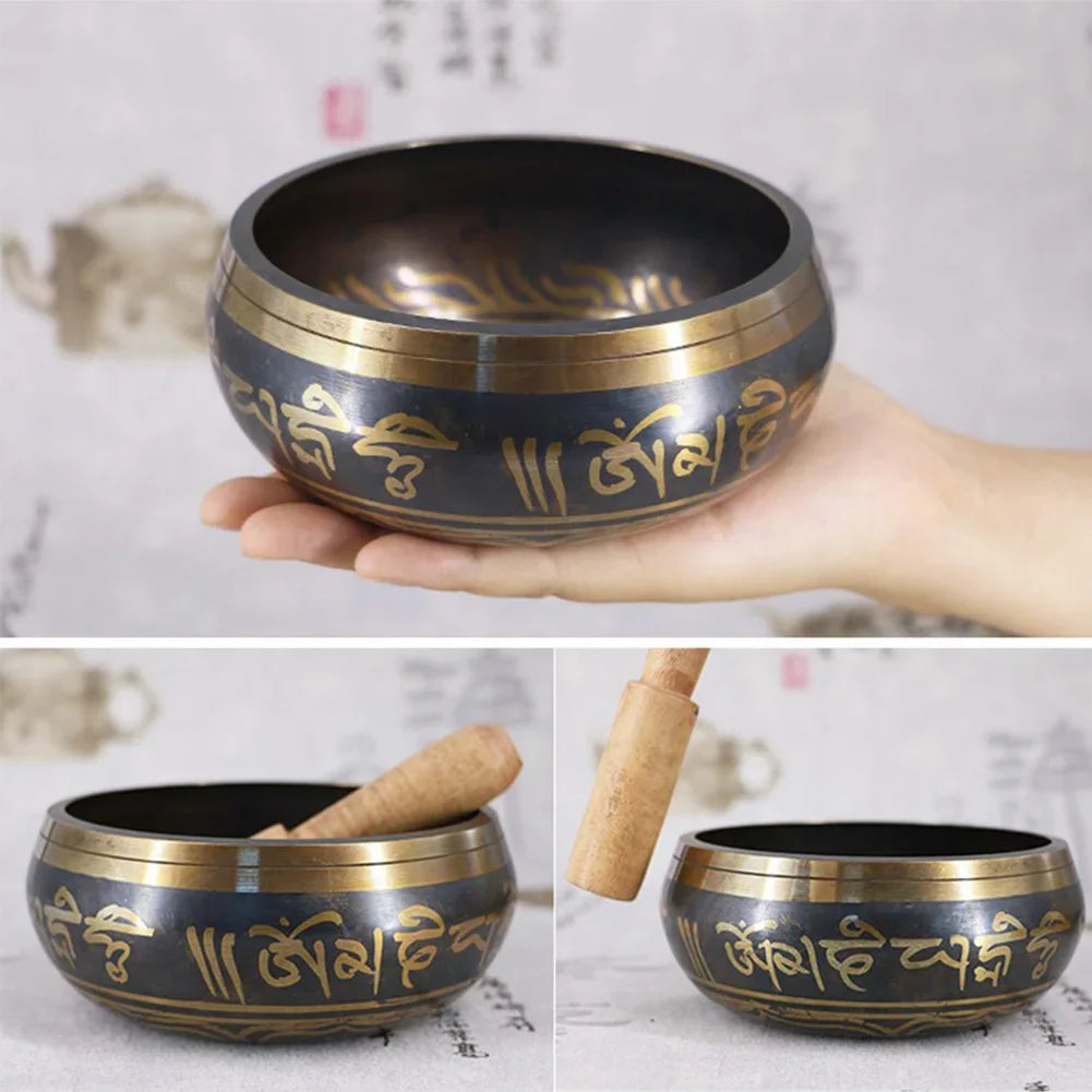 Metal Handmade Buddha Sound Bowl Tibetan Bronze Chime Bell Yoga Meditation Brass Chime Music Therapy Tibetan