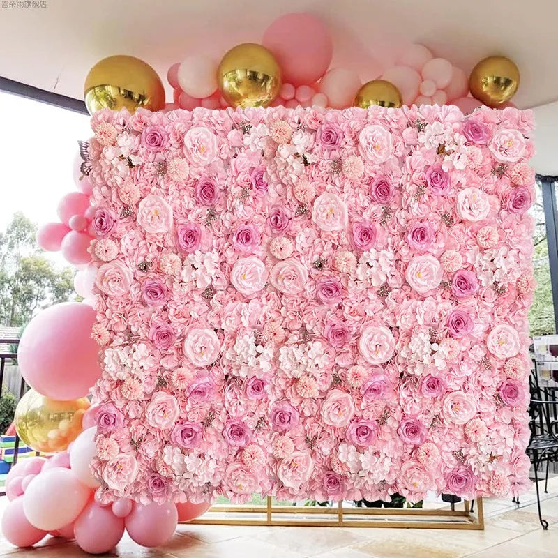 Pink Silk Rose Flower Wall Decoration Backdrop Decor