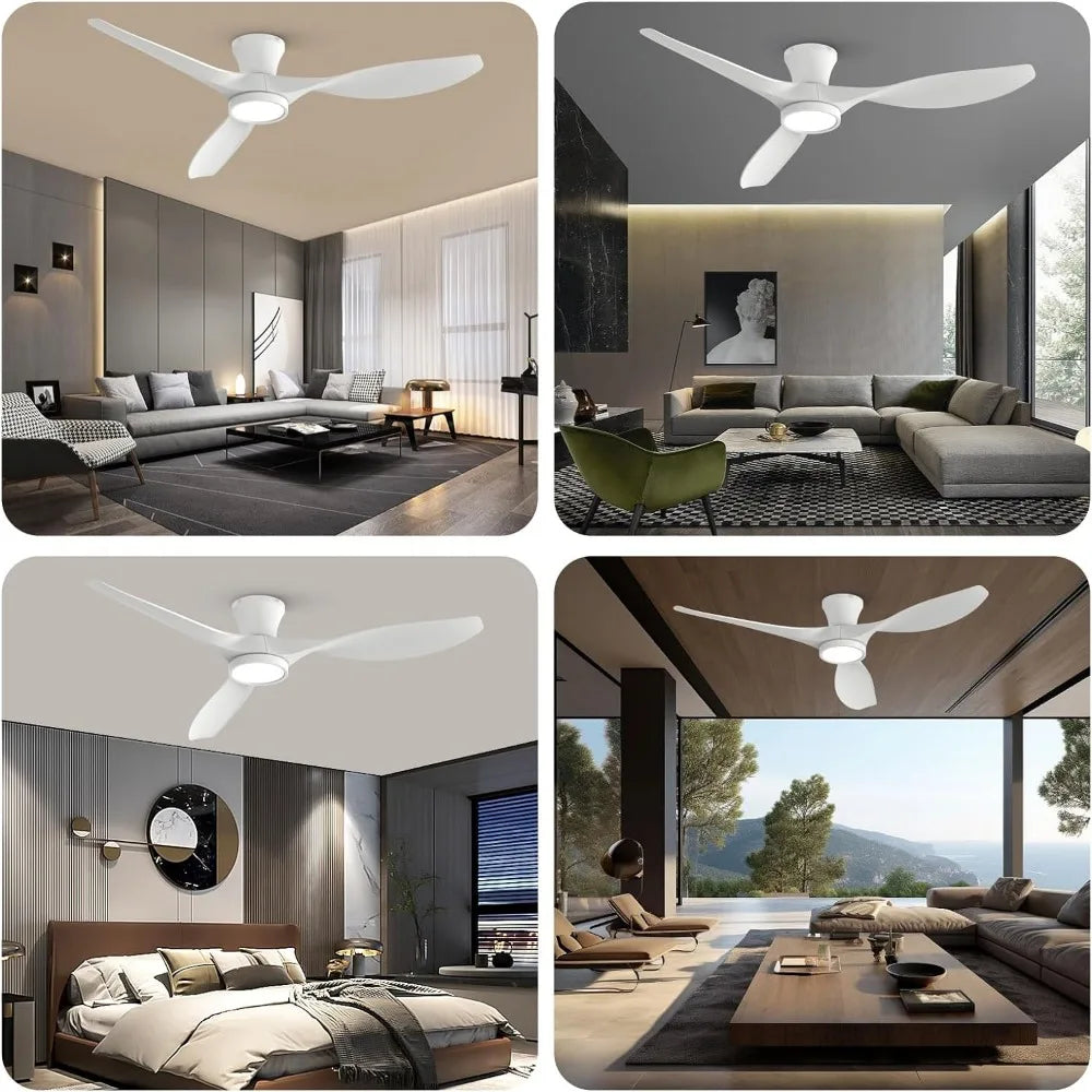 52 inch ceiling fan with light remote control, modern low with quiet reversible DC motor