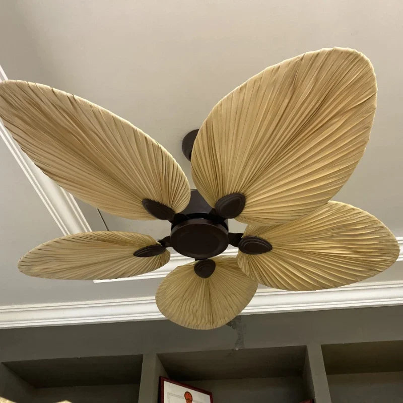 New High Quality 52inch Natural Breeze Palm Leaf Fan Blades 220V Remote Control
