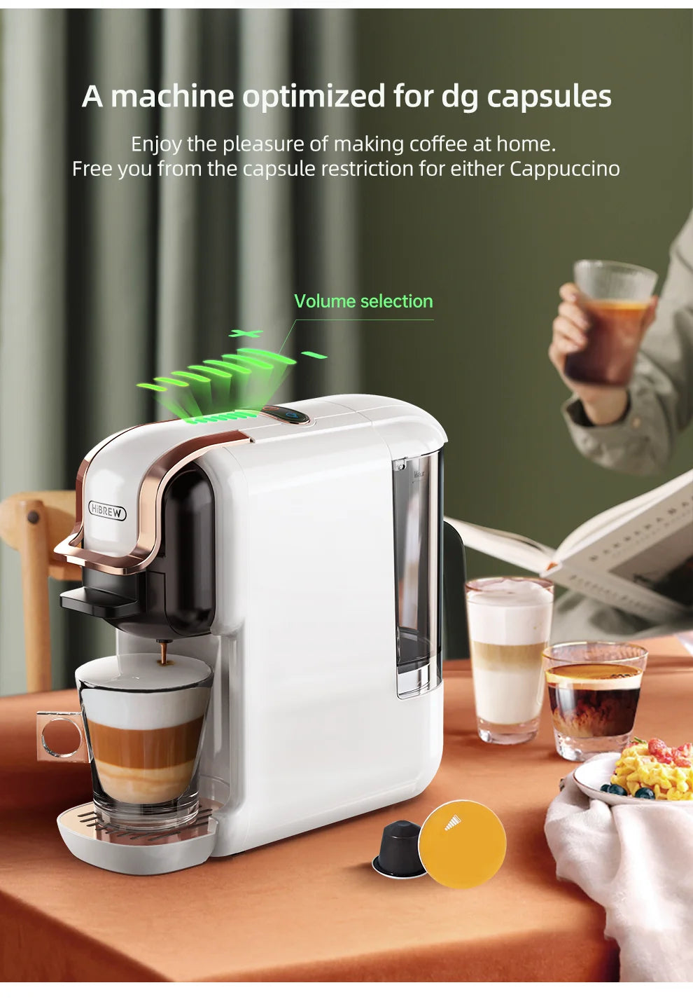 Multiple Capsule Coffee Machine, Dolce Gusto Milk Nespresso Capsule ESE Pod Ground Coffee Cafeteria 20Bar 5 in 1