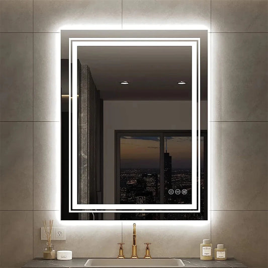LED Mirror With Front Backlit Dimmable Wall Mirror HD Anti-fog