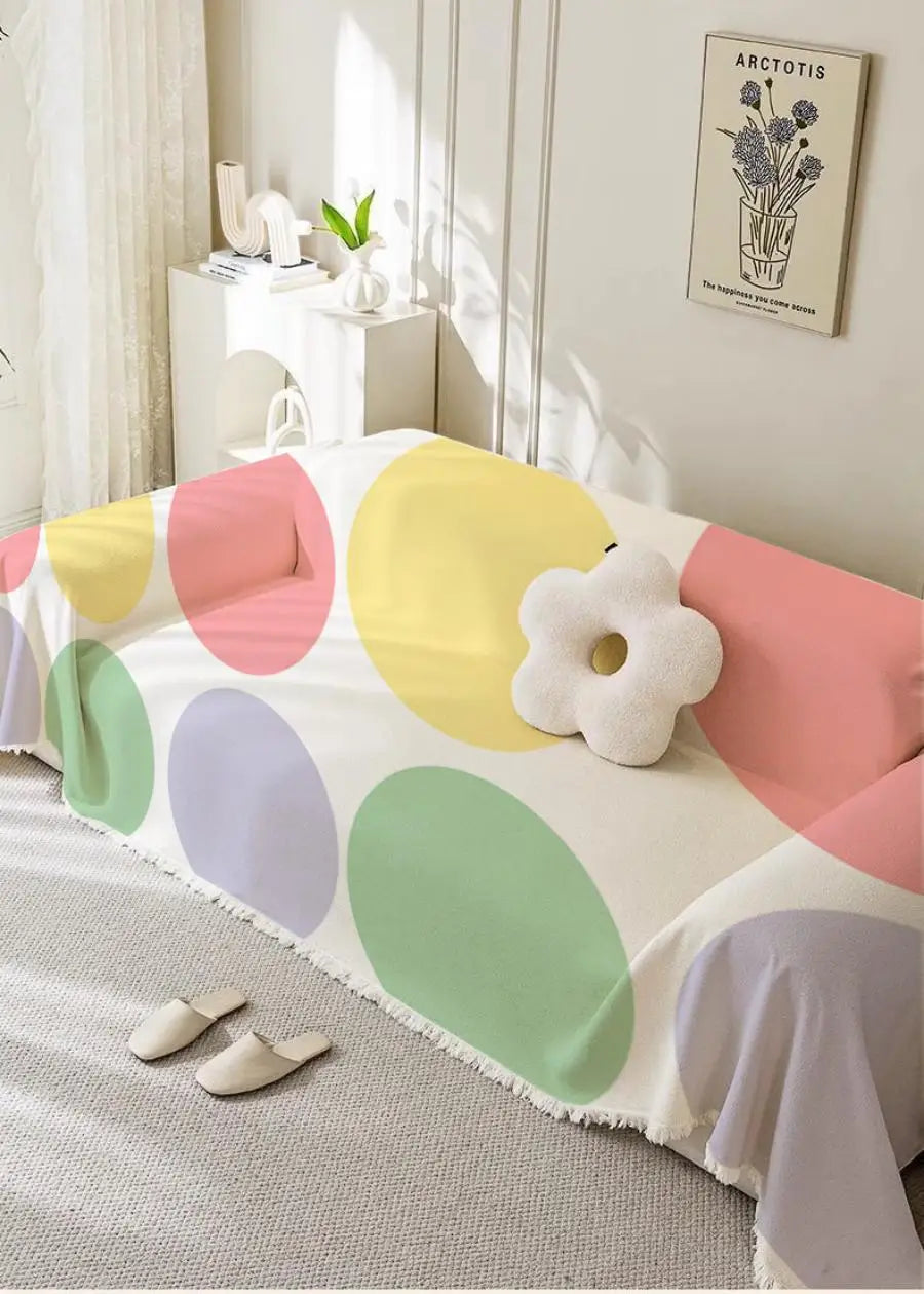 Chenille Sofa Blanket Covers Pastoral Style Flower Throw Blankets Living Room Universal Couch Throw