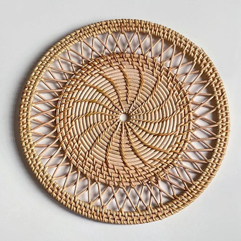 Bohemian Style Handmade Rattan Round Wicker Woven Wall Hanging Country Style