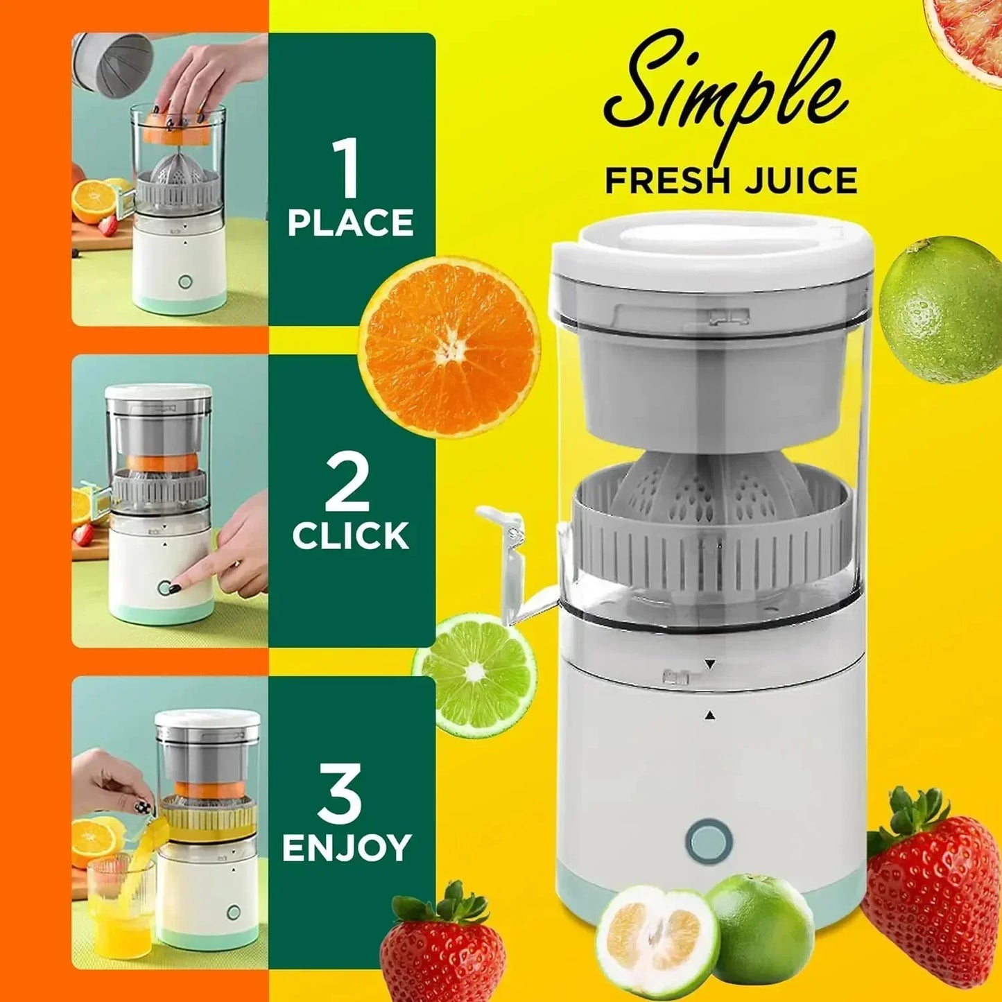 Electric Juicer Juice Cup Citrus Orange Lemon Squeezer USB Charging Blender Fresh Separator Press Machine