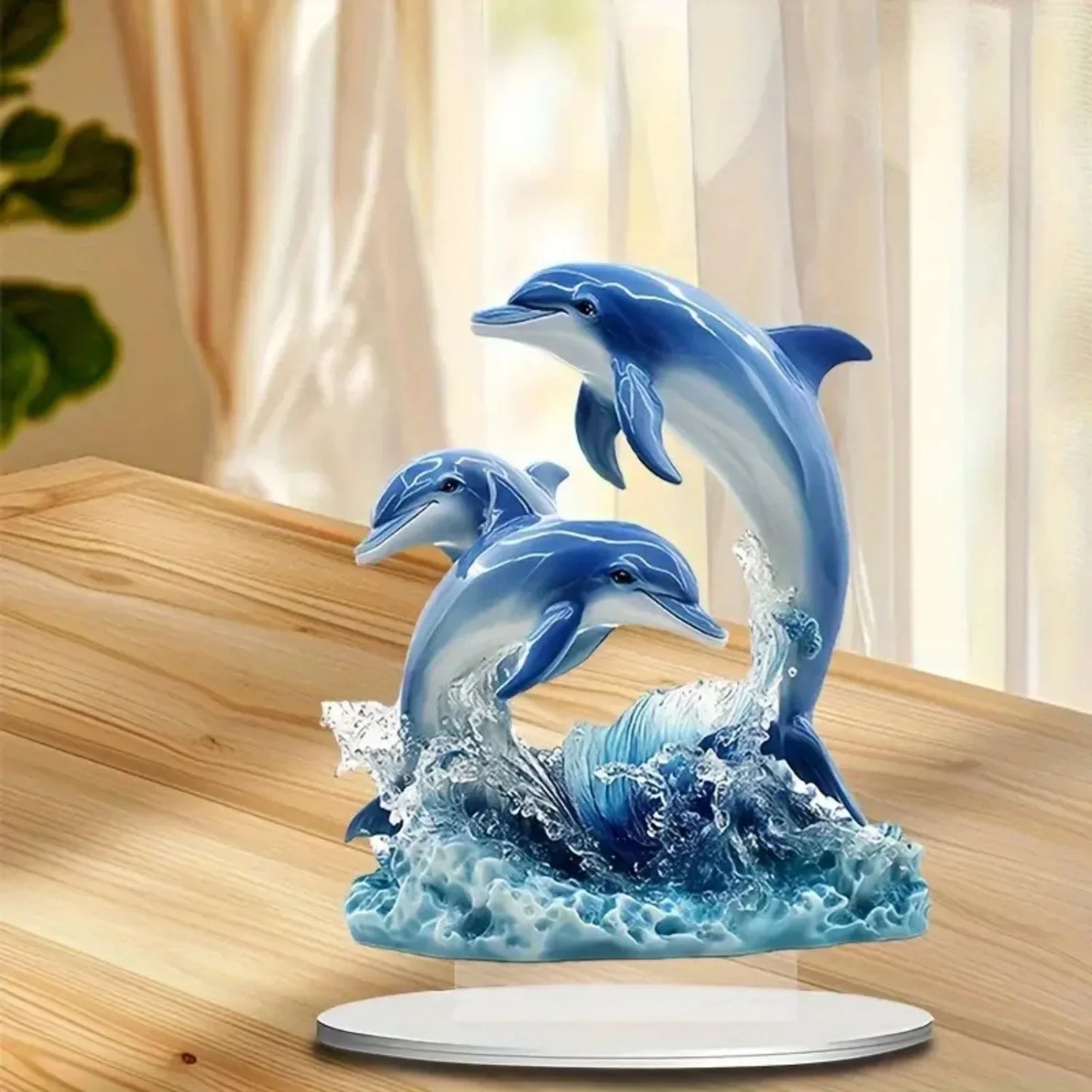 Blue Dolphin Marine Organism Decor Case Ornament Desktop Kit Gift Sign