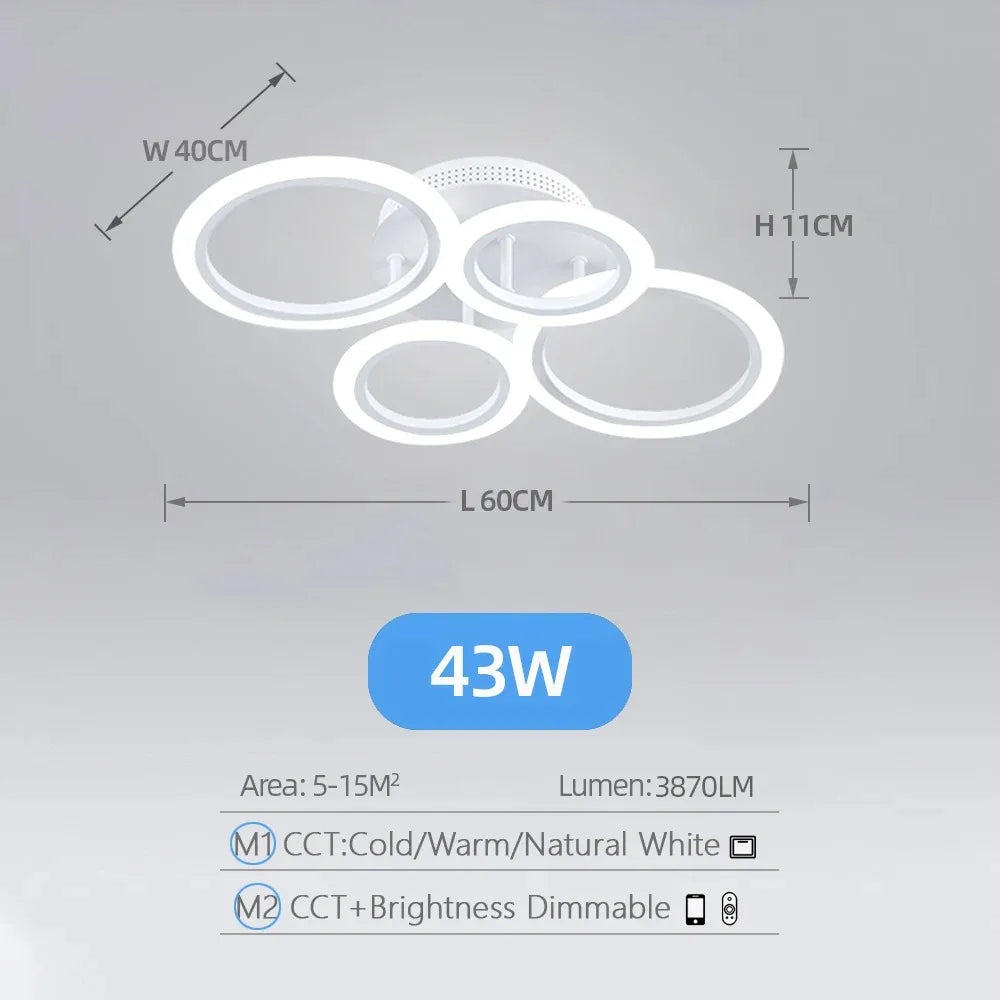 LED Chandelier Lighting Ring Ceiling Mount Living Room Bedroom pendant lamp