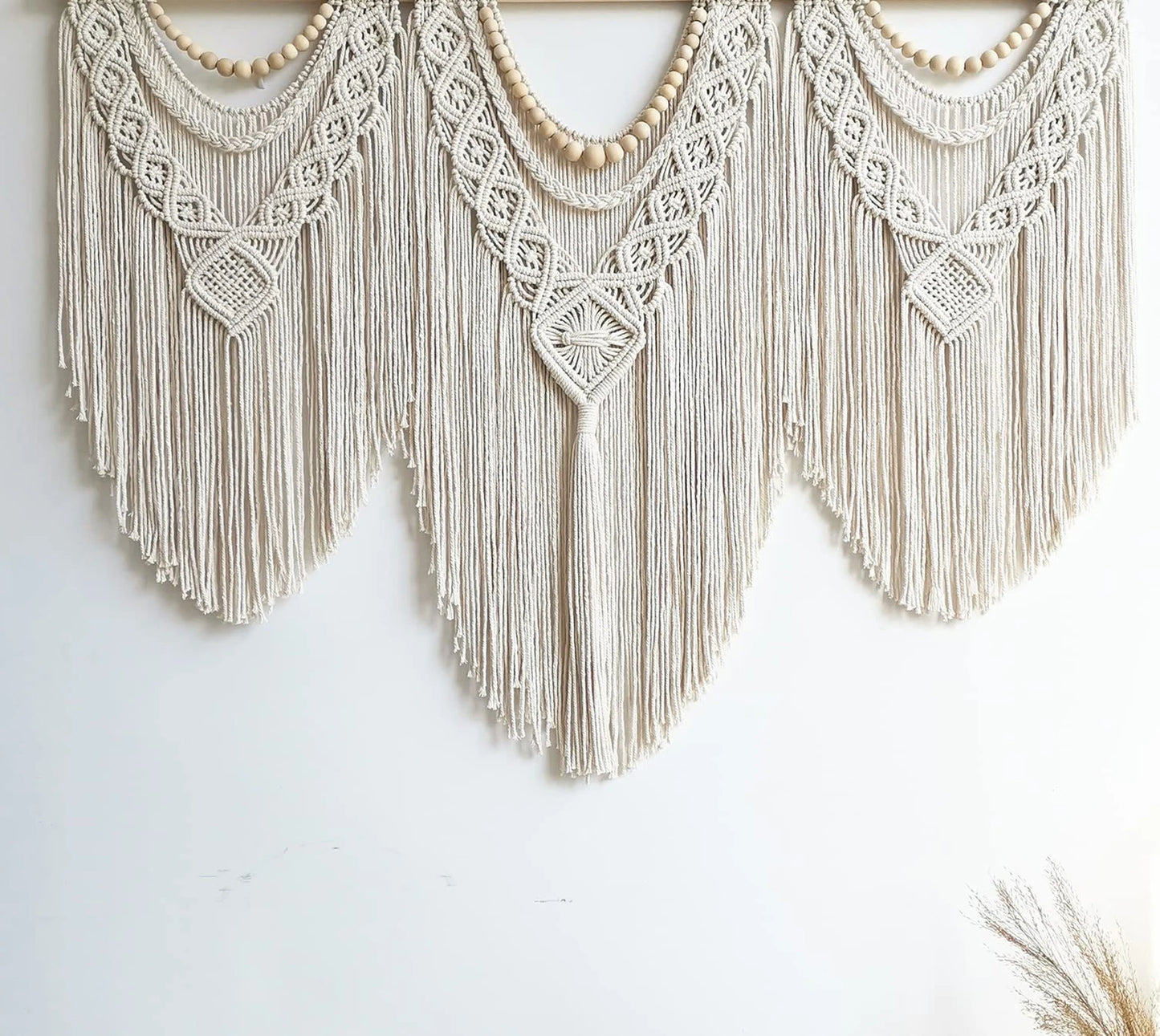 Handwoven Bohemian Cotton Rope Boho Tapestry Creamy-White