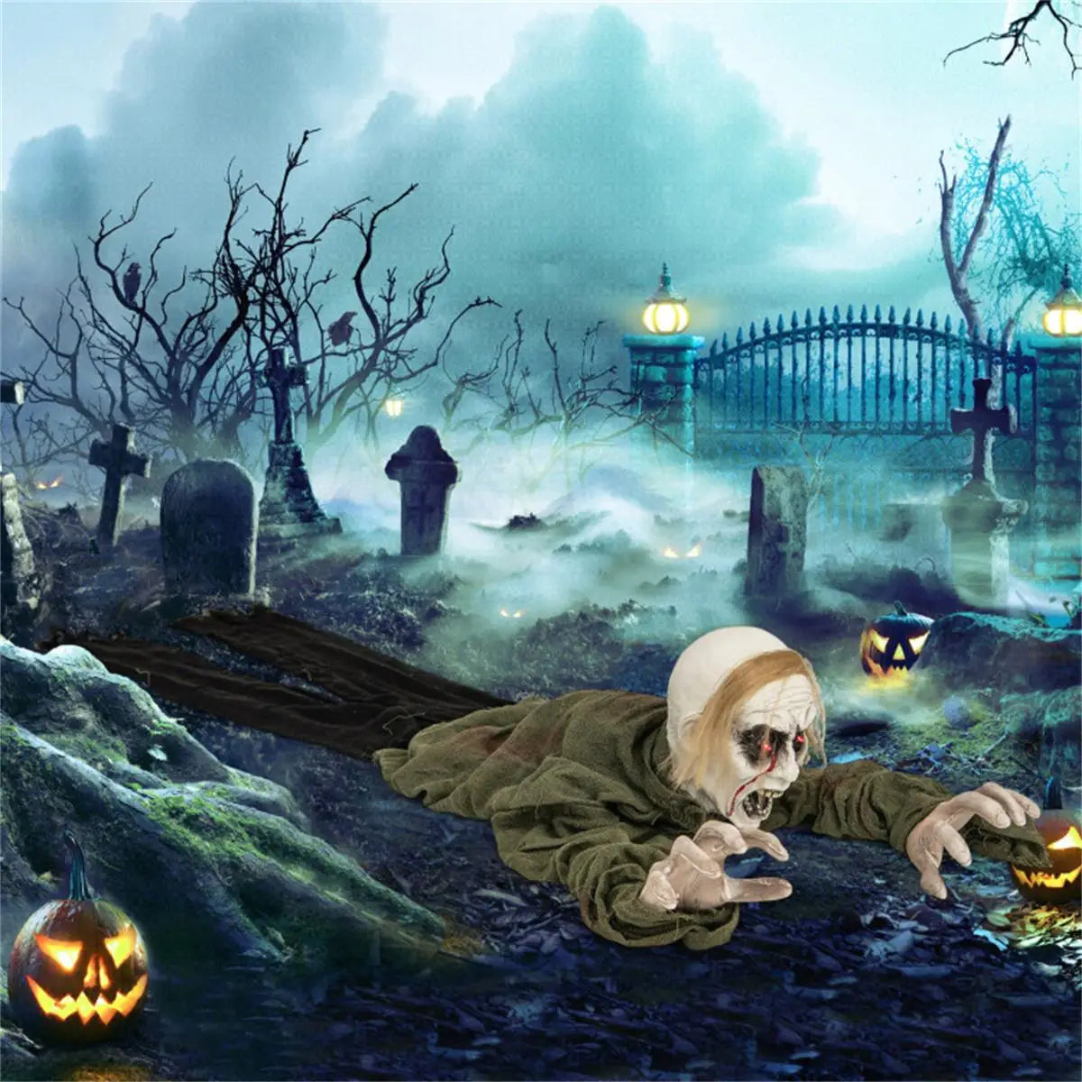 Sparkling Eye Zombie Halloween Decorations with Spooky Sounds - Perfect for Creepy Home Decor!