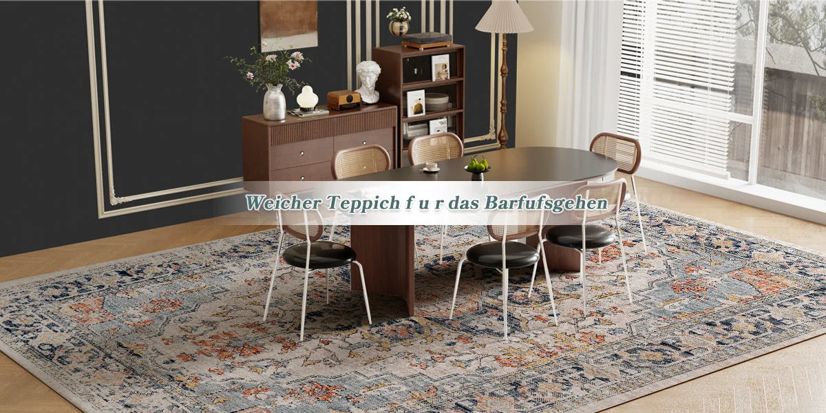 vintage boho design, washable rugs non-slip rugs for living room bedroom traditional woven rugs stain resistant