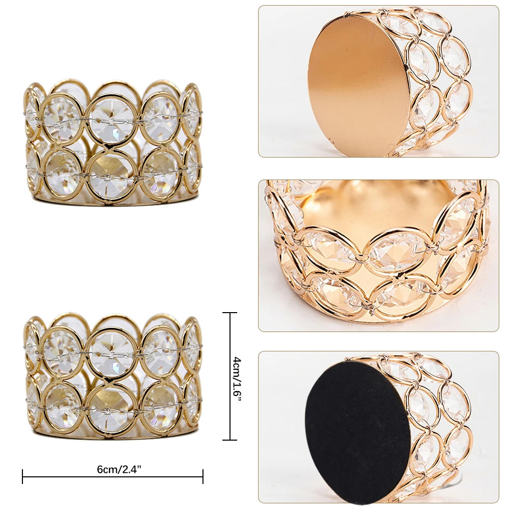 24PCS Crystal Gold Votives Candle Holder Elegant Decor Tealight For all Occasions