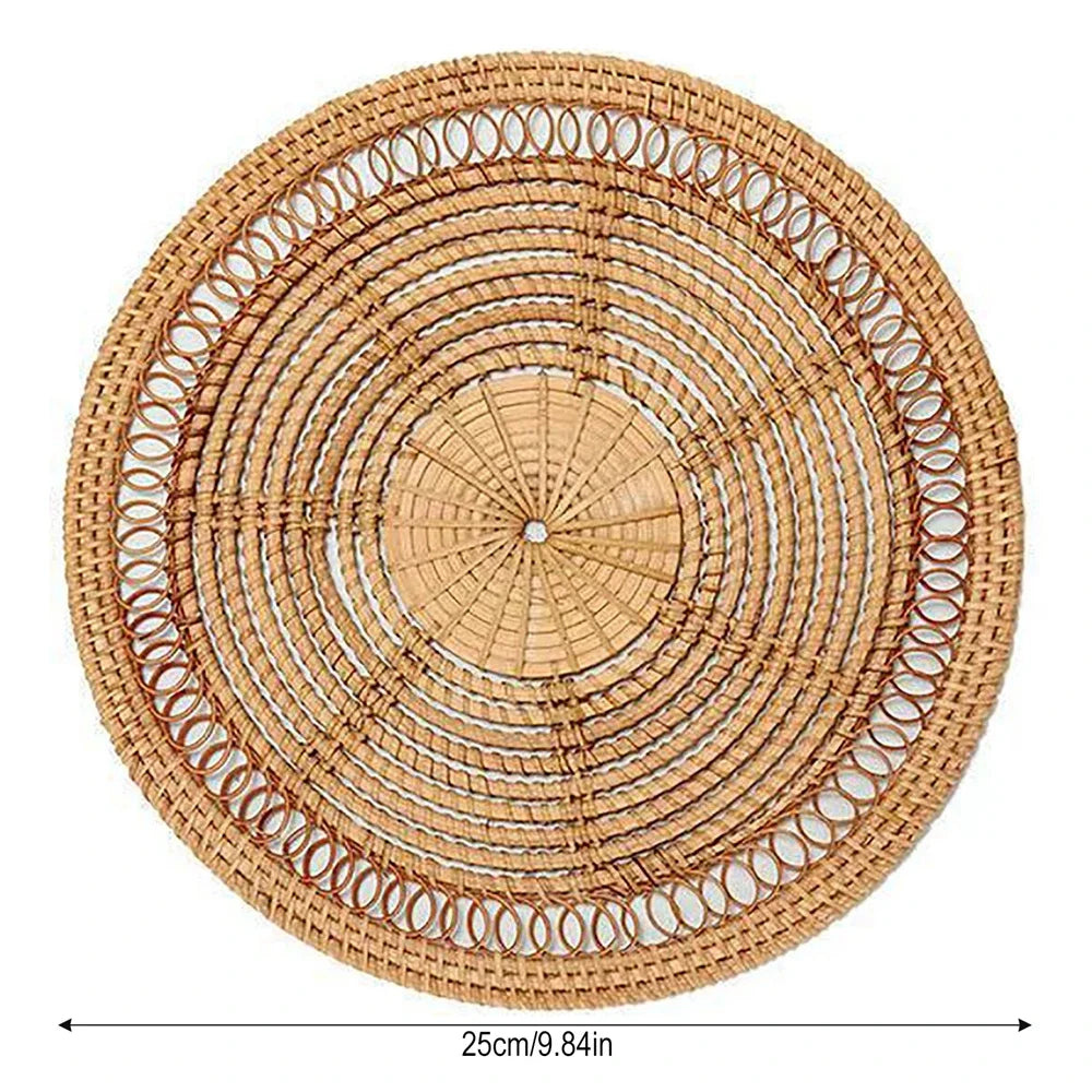 Bohemian Style Handmade Rattan Round Wicker Woven Wall Hanging Country Style