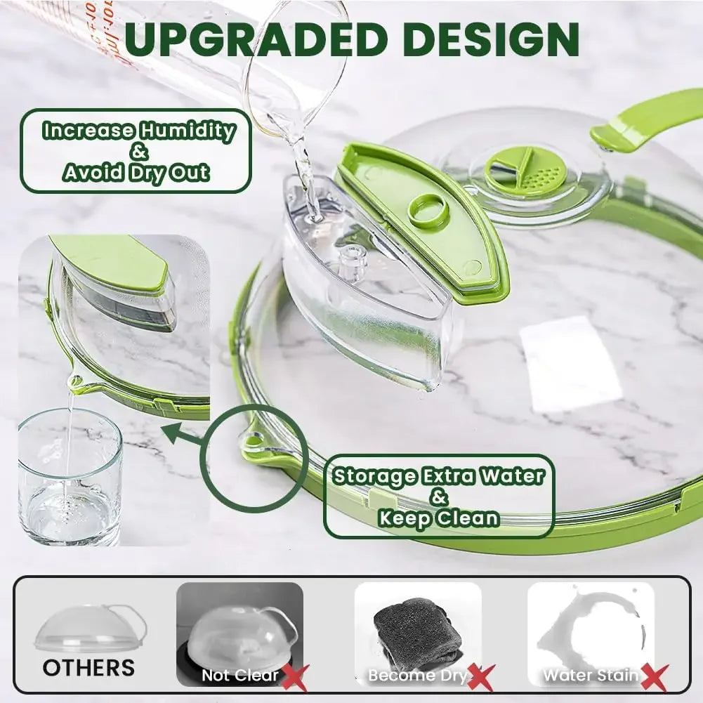 Microwave Cove Clear Splatter Cover with Water Steamer and Handle 10 Inch Plate Cover