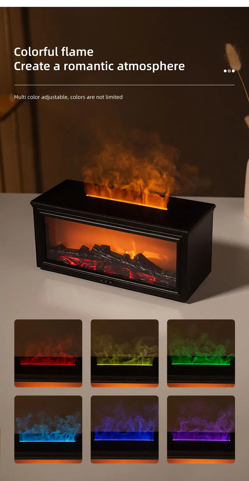 7 colors of essential oil fireplace diffuser flame aromatherapy humidifier aromatherapy