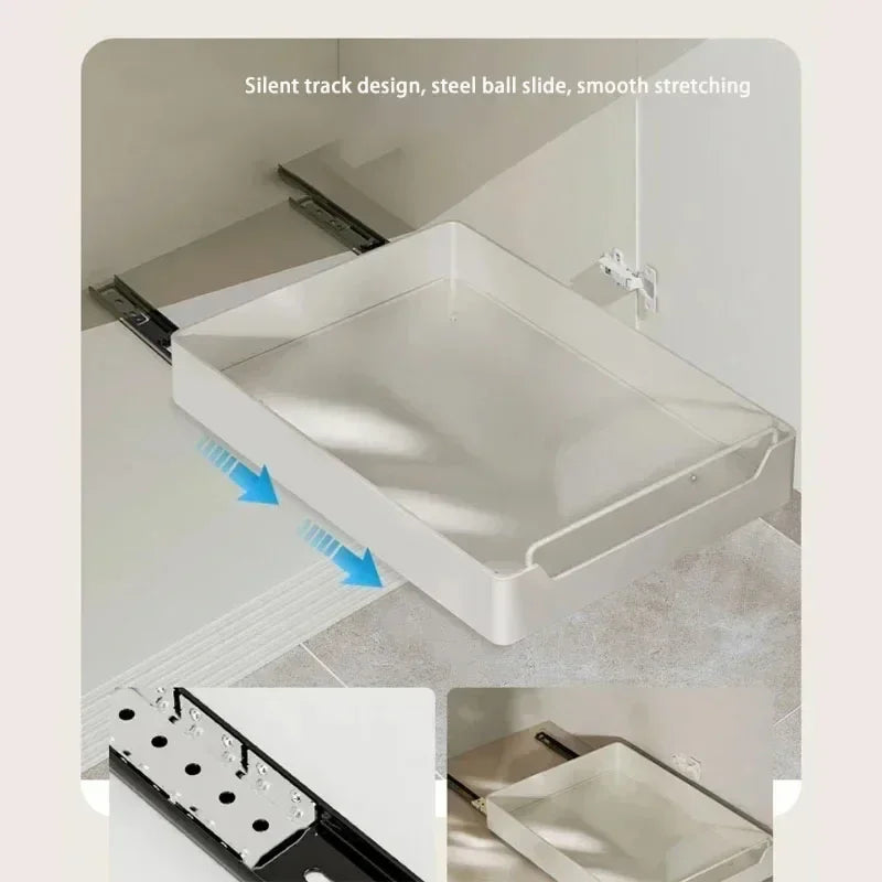Storage Rack with Slide Rails Pull-out Drawer Storage Tray Box Storage Rack Cabinets Organizer