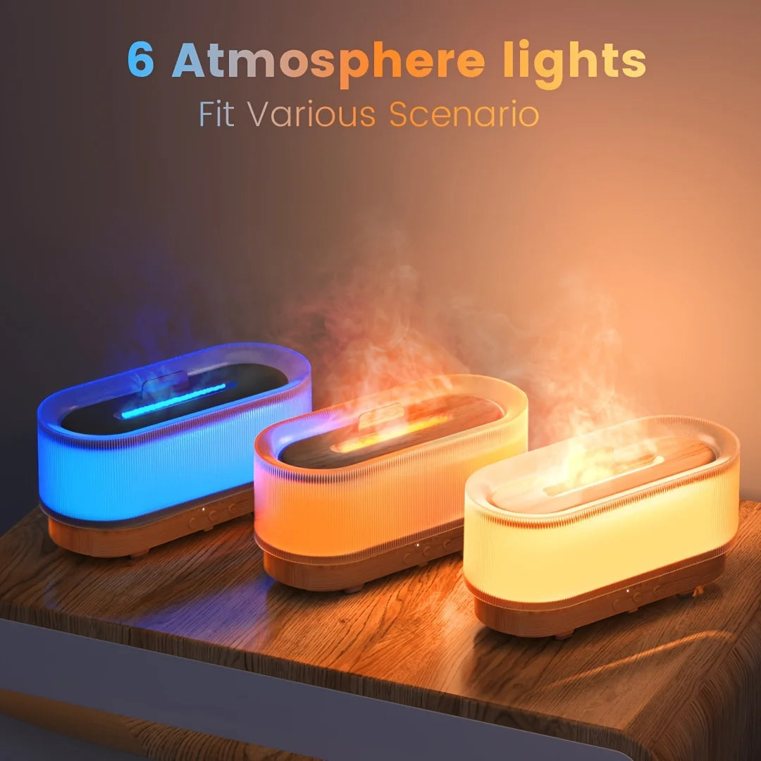 Humidifier 300ml 6 Colors Mood Simulation Flame Light Aromatherapy Diffuser Super Quiet Auto Shut-Off