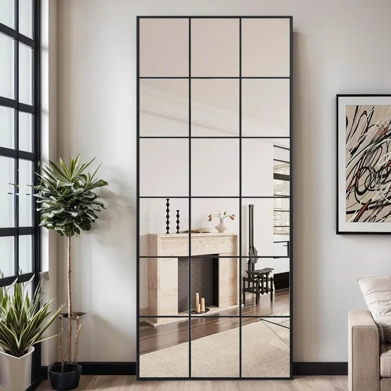 Arched Mirror, 65" x 22" Window Floor, Metal Framed Decor