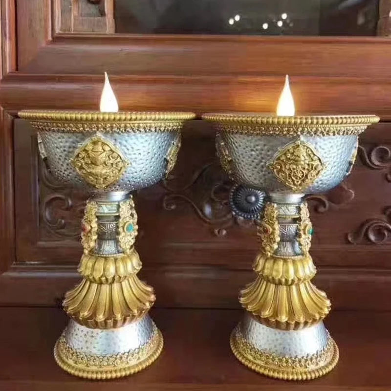 Electric Thailand Candle Lamp Rechargeable Yellow LED Lamp Tibetan Light