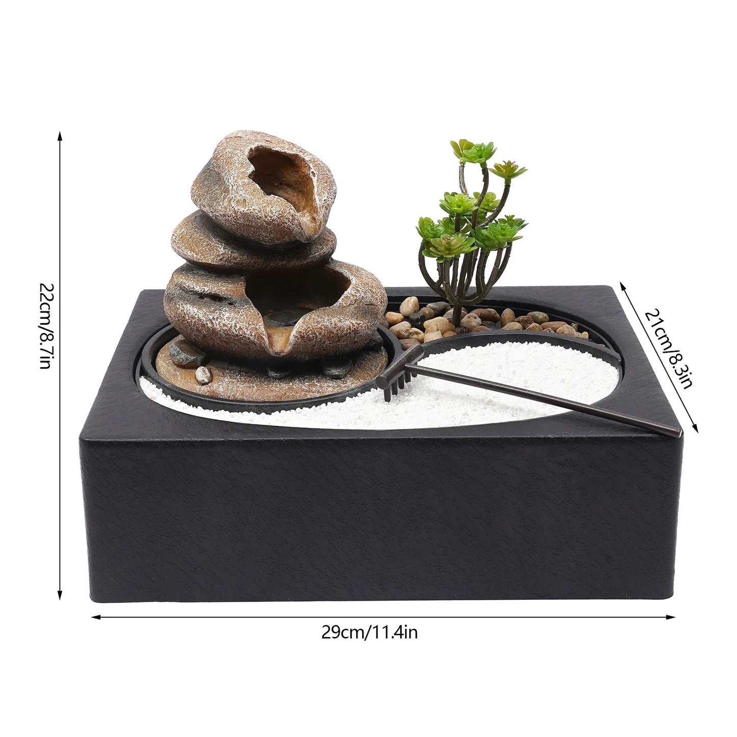 Water Fountain, Resin Tree Design, LED Light, Stable Base, Quiet Pump