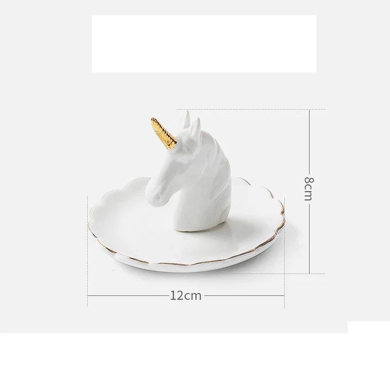 Nordic Ceramic Gold plating Jewelry Dish Storage Plates Dessert Display Bowl Decoration Tray