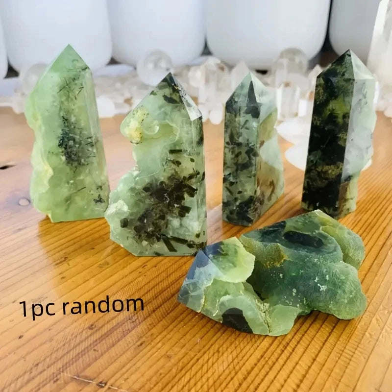 1pc Natural Prehnite Stele, Mineral Specimen, Crystal Collection Home Decor