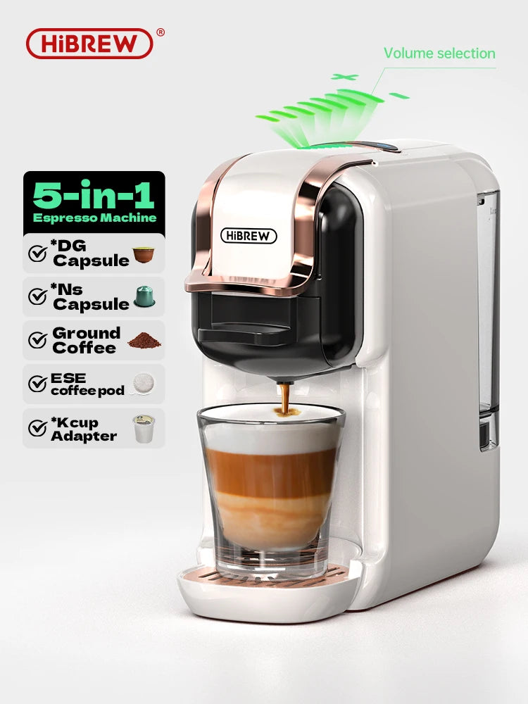 5 in 1 Multiple Capsule Coffee Machine DG Cappuccino Small Capsule ESE Pod Ground Coffee Cafeteria