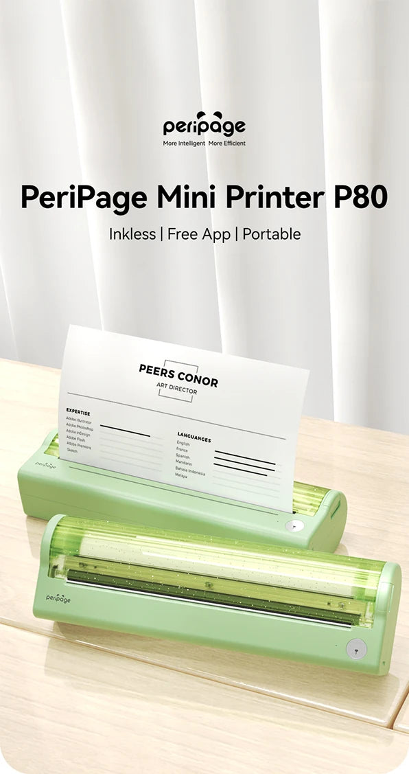 P80 Portable Printers Wireless for Travel, Bluetooth Mobile Printer Portable Compatible with Phone & Laptop