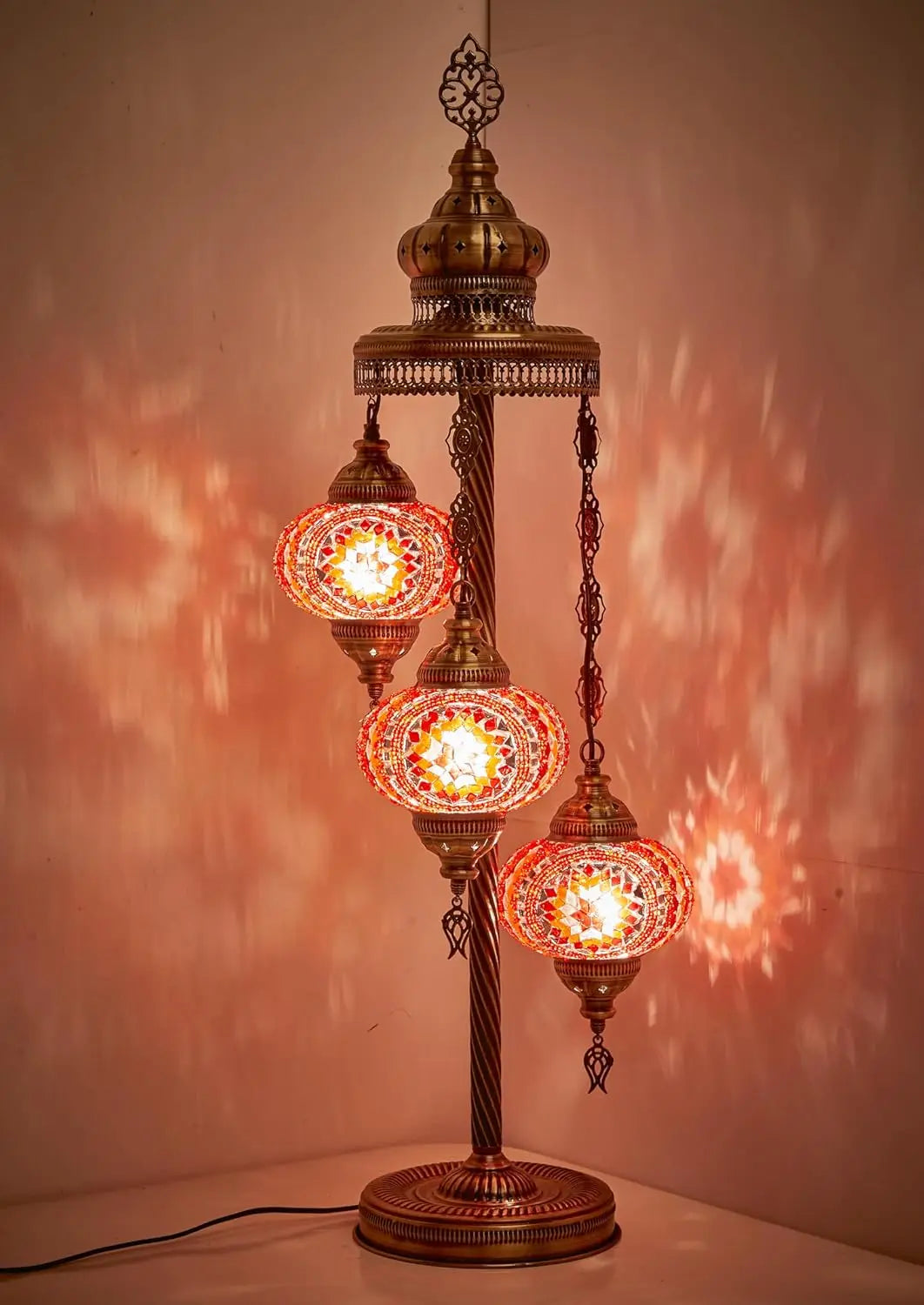 Turkish Moroccan Mosaic Floor & Table Lamp, Tiffany Style Colorful Exotic Oriental Bohemian Lamp