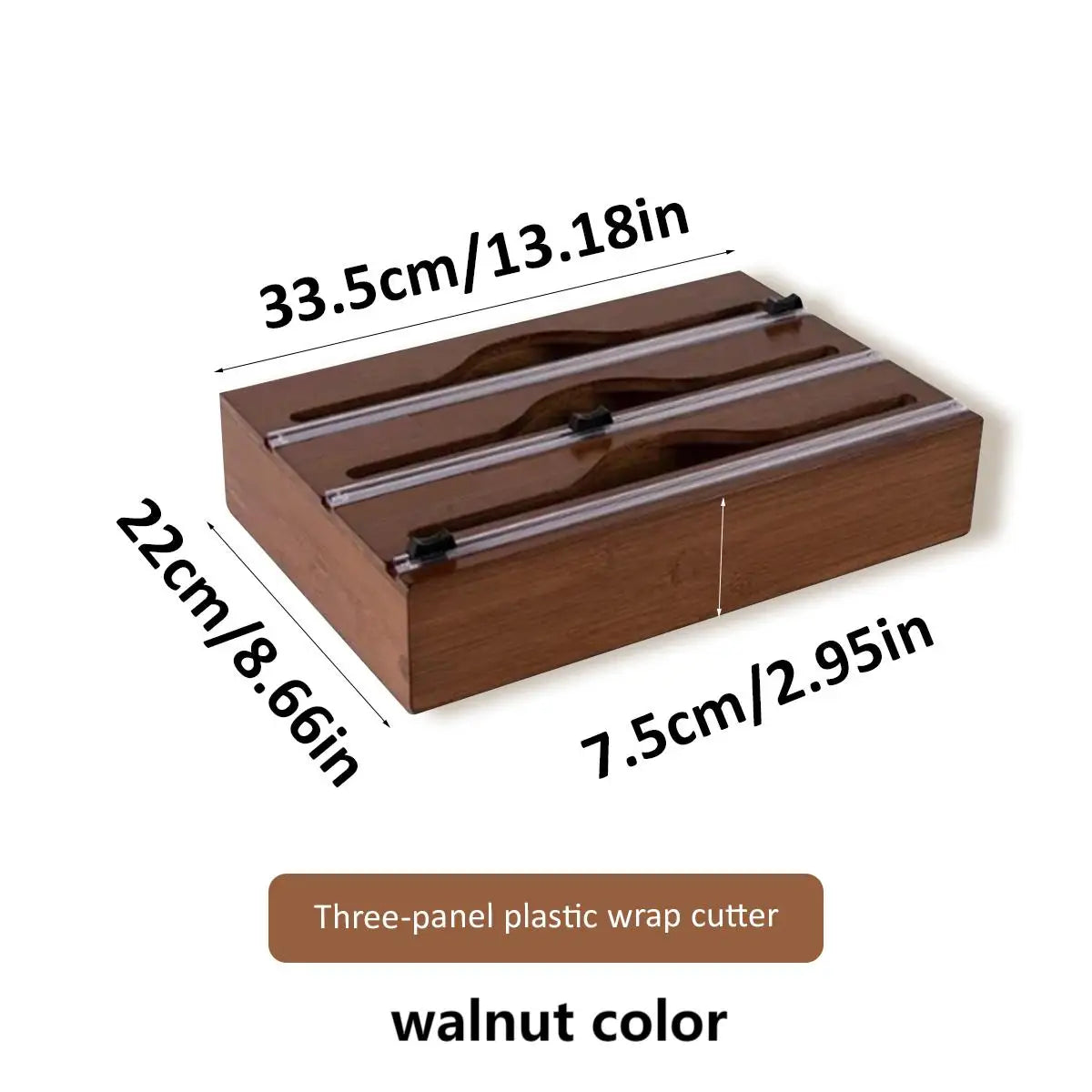 Wrap Dispenser with Foil & Cling Film Cutter Box, Bamboo Fresh Bag Cutting Holder