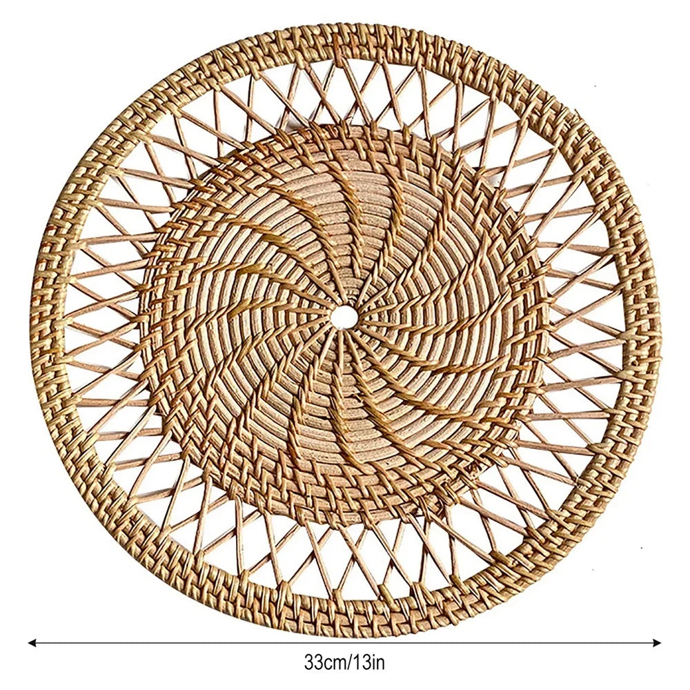 Bohemian Style Handmade Rattan Round Wicker Woven Wall Hanging Country Style