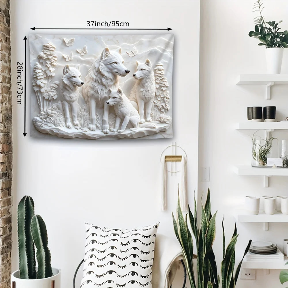 Harmonious Wolves 3D Wall Hanging Tapestry Decorative Wall Hanging for Home Decor