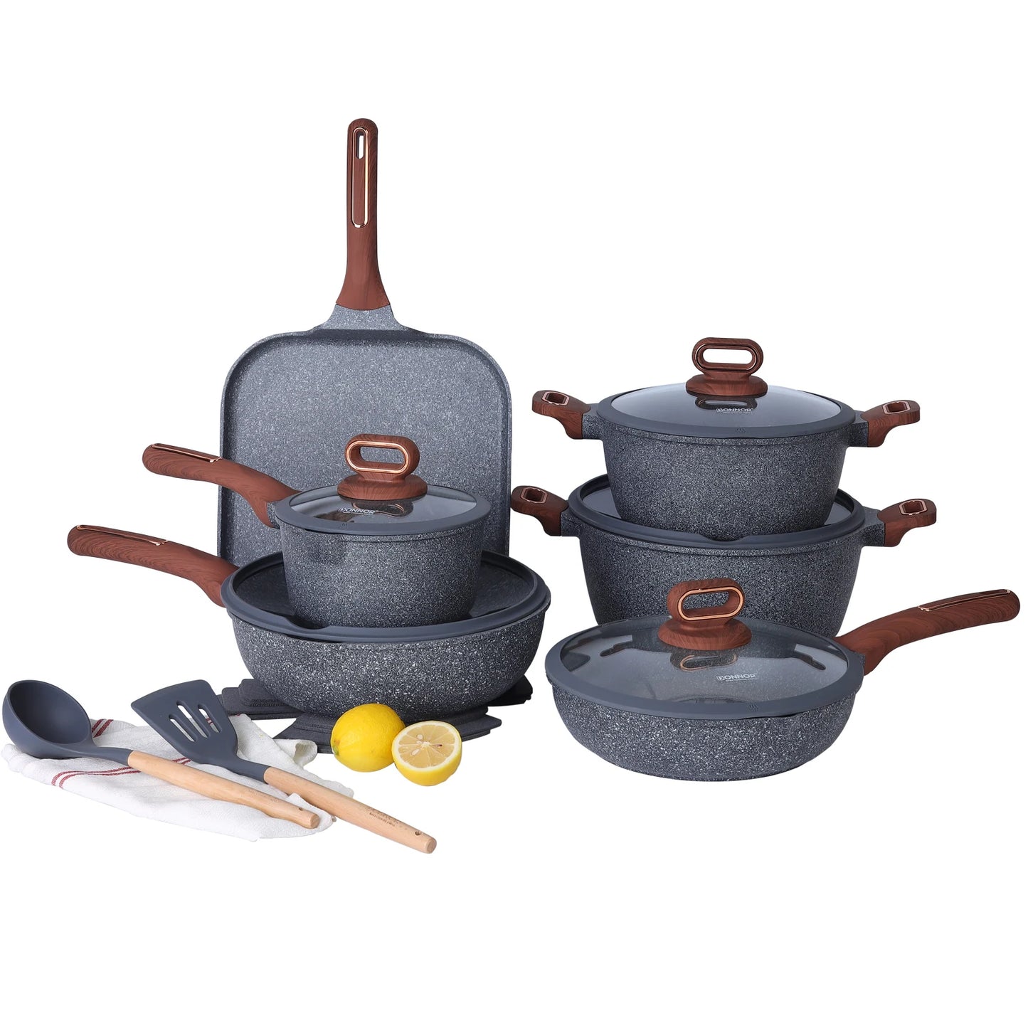 Ceramic Cookware Sets Nonstick 16 pcs Induction Cookware with Frying Pans Set