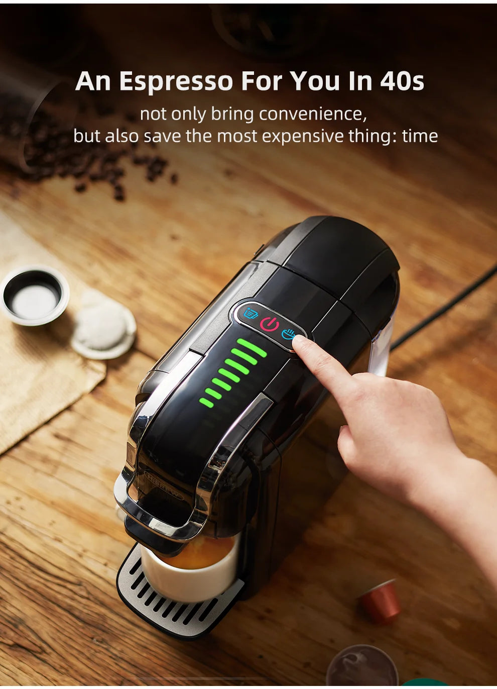 Multiple Capsule Coffee Machine, Dolce Gusto Milk Nespresso Capsule ESE Pod Ground Coffee Cafeteria 20Bar 5 in 1