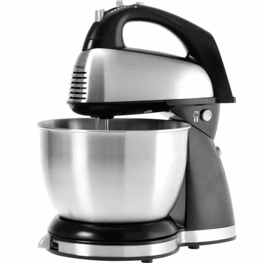 Classic Stand Mixer, 4 Quart Stainless Steel Bowl, 6 Speeds Blend Black and Red