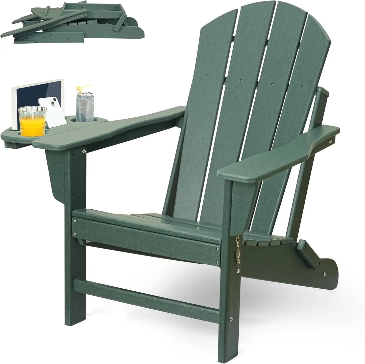 Adirondack Chair Set Chair w/4 in 1 Cup Holder Trays, Weather Resistant Outdoor
