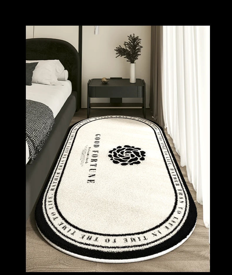 Cashmere French Bed Rug Advanced Sense Living Room Study Oval Dirt Resistant Non-Slip Carpet