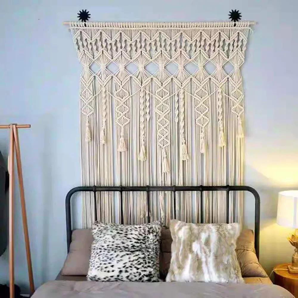 Macrame Woven Wall Hanging Tapestry Boho Backdrop Curtain Handmade US